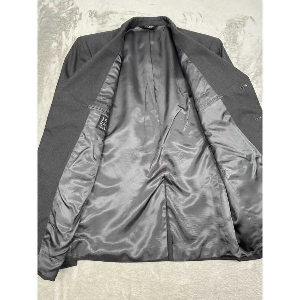Jos A Bank Gray Sport Coat Mens 40S Charcoal Black Suit Blazer Jacket 100% Wool